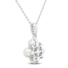 Thumbnail Image 3 of Cultured Pearl & White Lab-Created Sapphire Quad Necklace Sterling Silver 18&quot;