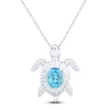 Thumbnail Image 1 of Oval-Cut Natural Swiss Blue Topaz Turtle Necklace Sterling Silver 18&quot;