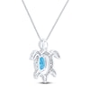 Thumbnail Image 3 of Oval-Cut Natural Swiss Blue Topaz Turtle Necklace Sterling Silver 18&quot;