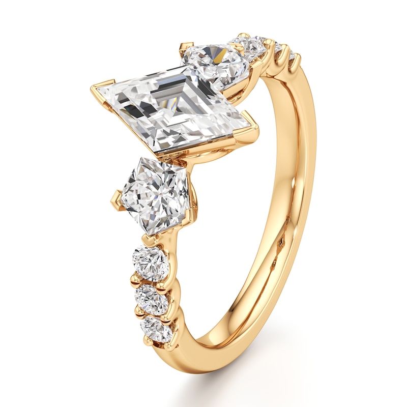 Main Image 4 of J'Lure Lozenge Step-Cut Lab-Created Diamond Engagement Ring 2 ct tw 18K Yellow Gold