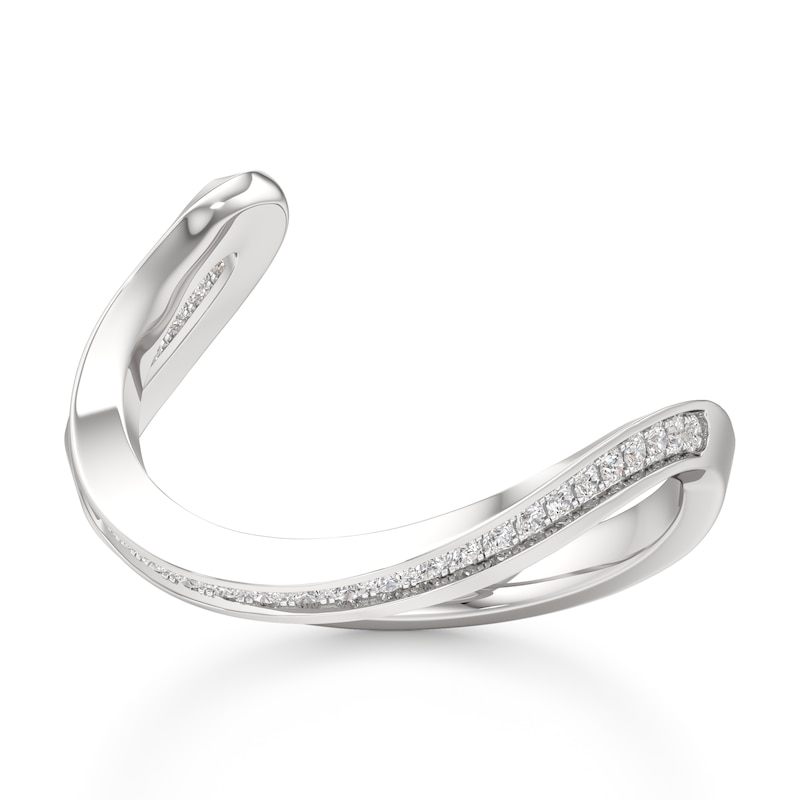 Main Image 1 of J'Lure Lab-Created Diamond Contour Wedding Band 1/6 ct tw 18K White Gold