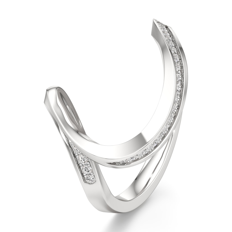 Main Image 4 of J'Lure Lab-Created Diamond Contour Wedding Band 1/6 ct tw 18K White Gold