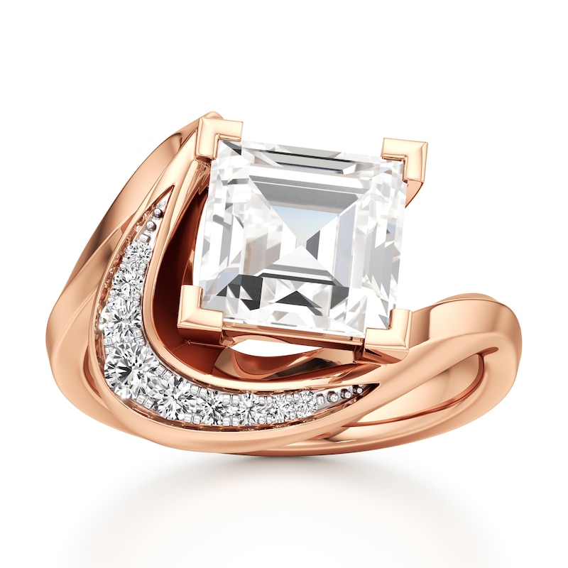 Main Image 1 of J'Lure Carre Step-Cut Lab-Created Diamond Engagement Ring 3 ct tw 18K Rose Gold