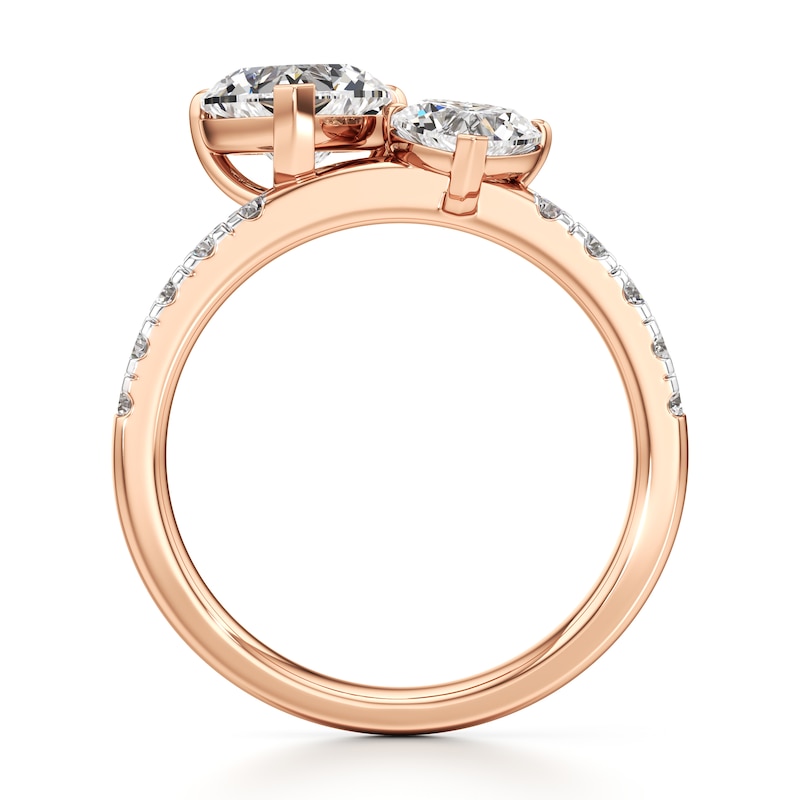 Main Image 2 of J'Lure Heart Brilliant-Cut Two-Stone Lab-Created Diamond Engagement Ring 1-3/4 ct tw 18K Rose Gold