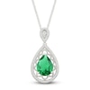 Thumbnail Image 1 of Pear-Shaped Lab-Created Emerald & Diamond Filigree Necklace 1/10 ct tw Sterling Silver 18&quot;