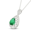 Thumbnail Image 2 of Pear-Shaped Lab-Created Emerald & Diamond Filigree Necklace 1/10 ct tw Sterling Silver 18&quot;