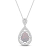 Thumbnail Image 1 of Pear-Shaped Lab-Created Opal & Diamond Necklace 1/10 ct tw Sterling Silver 18&quot;