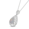 Thumbnail Image 2 of Pear-Shaped Lab-Created Opal & Diamond Necklace 1/10 ct tw Sterling Silver 18&quot;