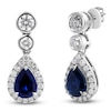 Thumbnail Image 2 of Pear-Shaped Natural Blue Sapphire & Diamond Dangle Earrings 7/8 ct tw 14K White Gold