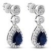 Thumbnail Image 4 of Pear-Shaped Natural Blue Sapphire & Diamond Dangle Earrings 7/8 ct tw 14K White Gold