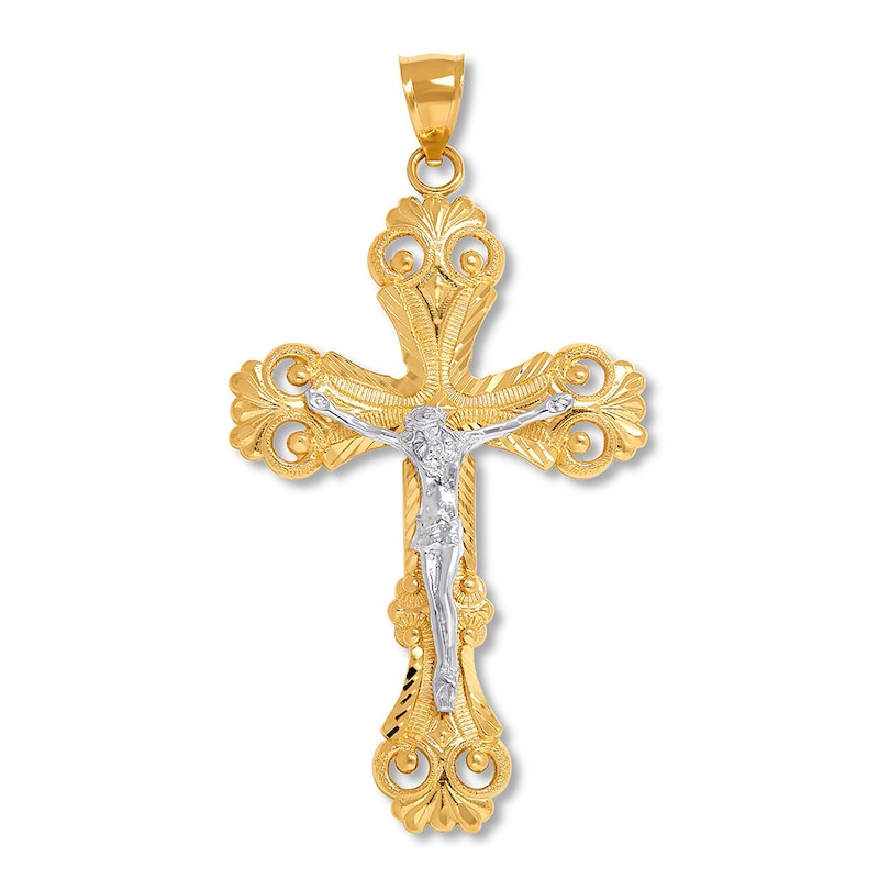 Men's Crucifix Pendant 14K Two-Tone Gold