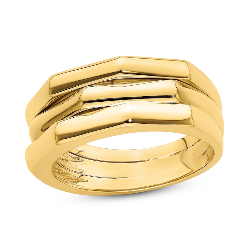 14K Tri Tone Gold Polished Dome Ring