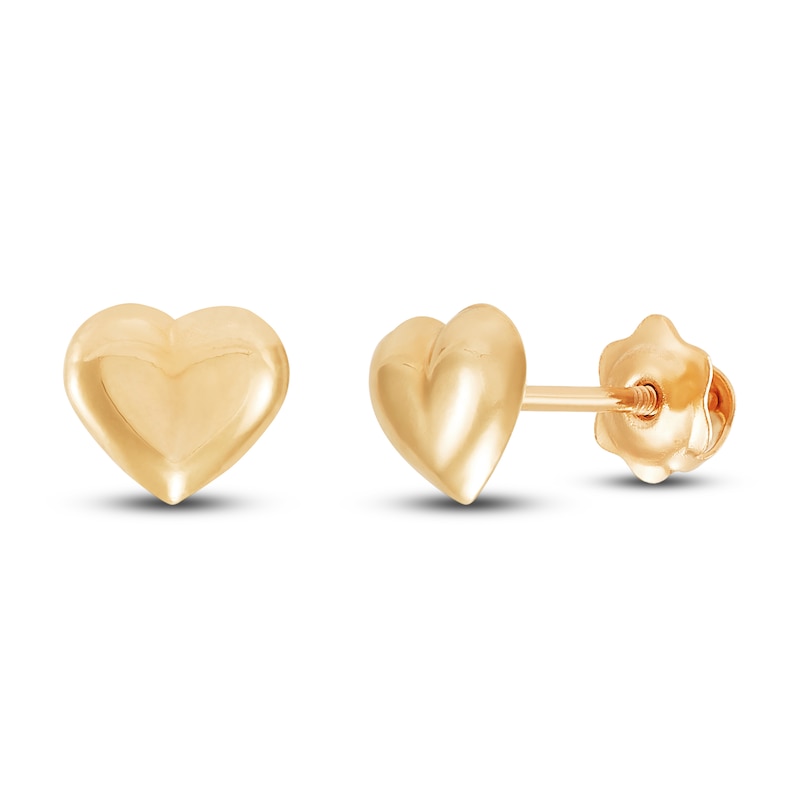 Main Image 1 of Children's Heart Stud Earrings 14K Yellow Gold