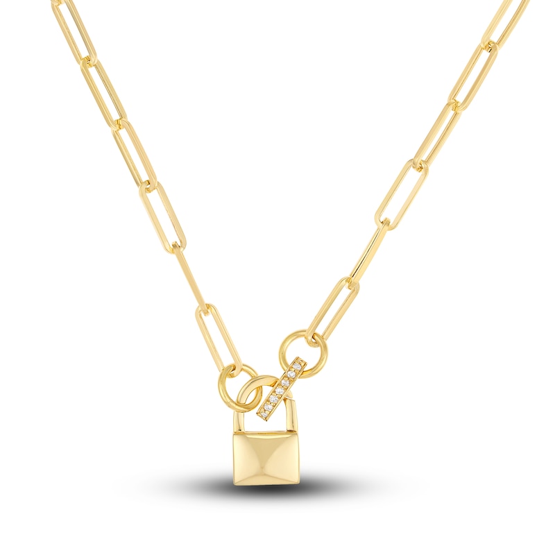 Main Image 2 of Padlock Push Lock Charm 14K Yellow Gold