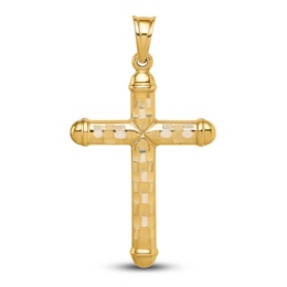 Diamond-Cut Cross Charm 14K Yellow Gold