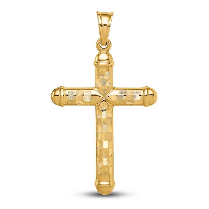 Main Image 1 of Diamond-Cut Cross Charm 14K Yellow Gold