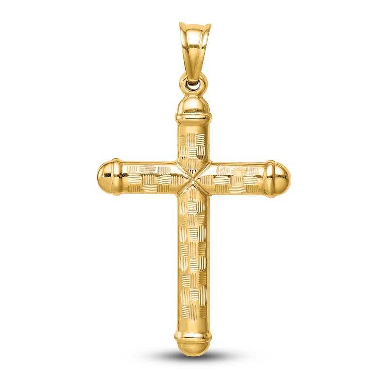 Main Image 2 of Diamond-Cut Cross Charm 14K Yellow Gold