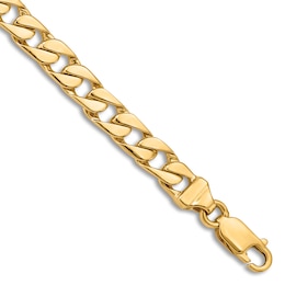 Men's Fancy Solid Curb Link Bracelet 14K Yellow Gold 8&quot; 6.5mm