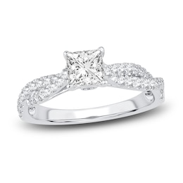 Diamond Engagement Ring 1 ct tw Princess/Round 14K White Gold