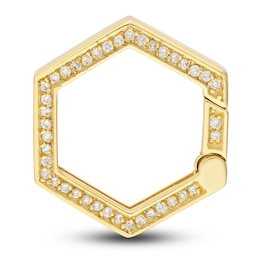 Diamond Hexagon Push Lock Charm 1/5 ct tw Round 14K Yellow Gold