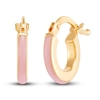 Thumbnail Image 1 of Children's Pink Enamel Hoop Earrings 14K Yellow Gold