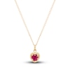 Thumbnail Image 1 of Children's Lab-Created Ruby Heart Pendant Necklace 14K Yellow Gold 13&quot;