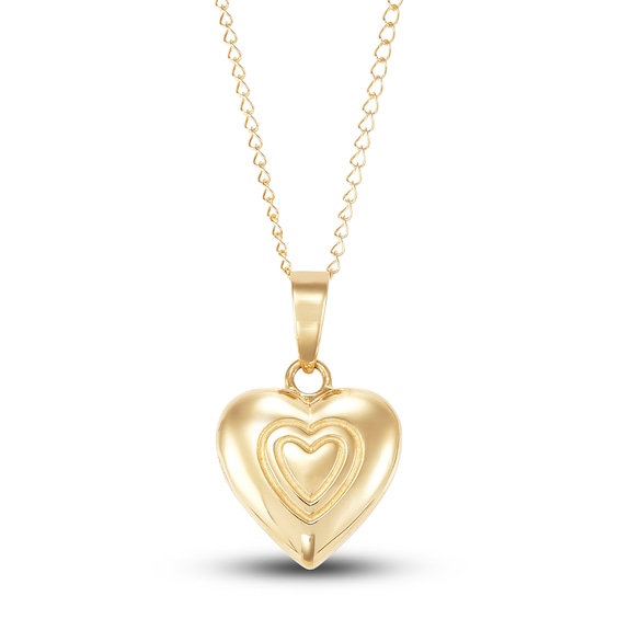 14KT Yellow Gold Floral Heart Locket Pendant Necklace – LSJ