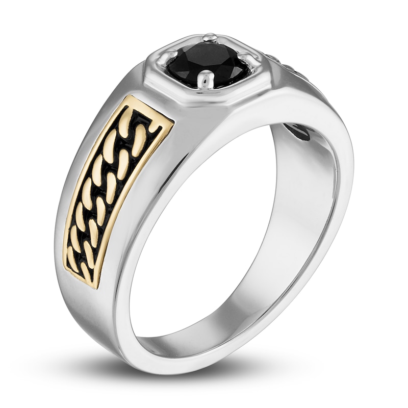 Main Image 2 of 1933 by Esquire Men's Natural Black Spinel Ring Sterling Silver/14K Yellow Gold