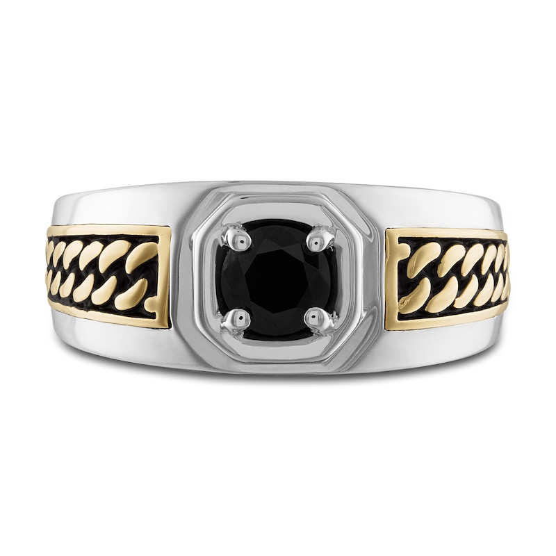 Main Image 3 of 1933 by Esquire Men's Natural Black Spinel Ring Sterling Silver/14K Yellow Gold