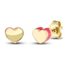 Thumbnail Image 1 of Heart Stud Earrings Pink Enamel 14K Yellow Gold