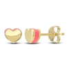 Thumbnail Image 2 of Heart Stud Earrings Pink Enamel 14K Yellow Gold