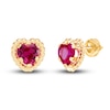 Thumbnail Image 1 of Children's Lab-Created Ruby Stud Earrings 14K Yellow Gold