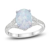 Thumbnail Image 1 of Lab-Created Opal Ring 1/6 ct tw Diamonds 10K White Gold