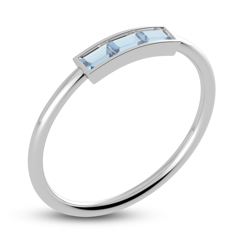 Main Image 2 of Juliette Maison Natural Aquamarine Baguette Bar Ring 10K White Gold