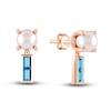 Thumbnail Image 1 of Juliette Maison Natural Blue Zircon Baguette and Freshwater Cultured Pearl Earrings 10K Rose Gold