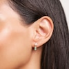 Thumbnail Image 2 of Juliette Maison Natural Blue Zircon Baguette and Freshwater Cultured Pearl Earrings 10K Rose Gold