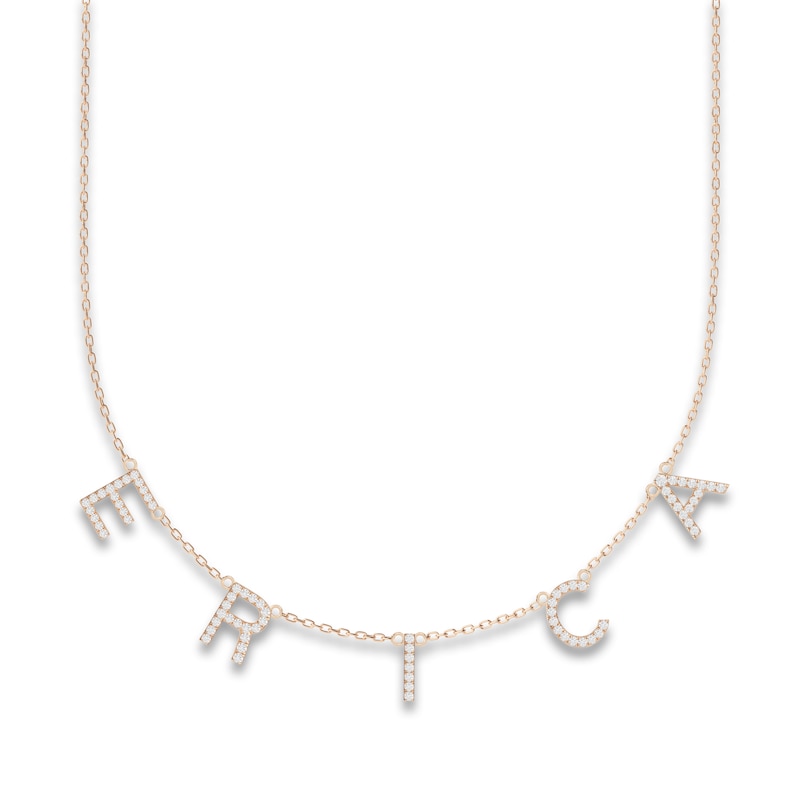 Juliette Maison Diamond Station Name Necklace 3/4 ct tw Round 10K Rose ...