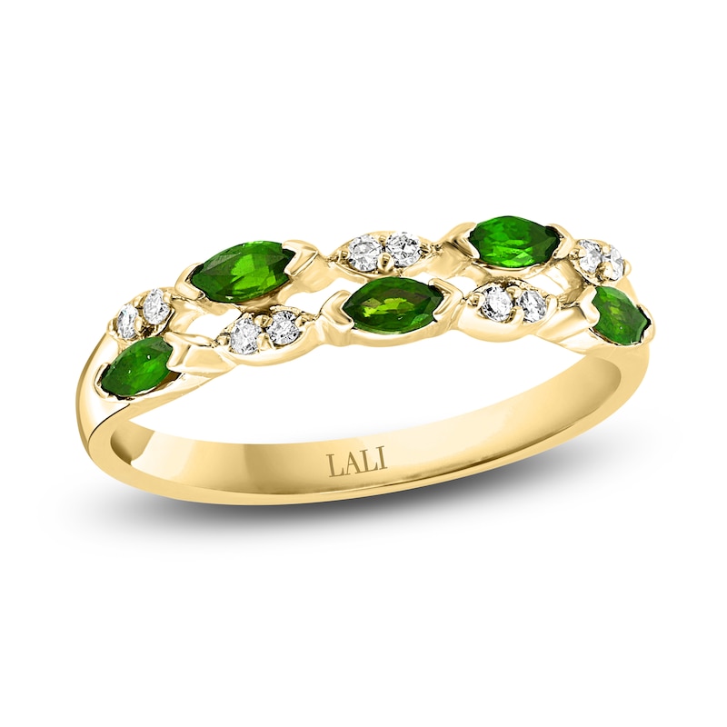 LALI Jewels Natural Emerald Anniversary Band 1/15 ct Diamonds 14K ...