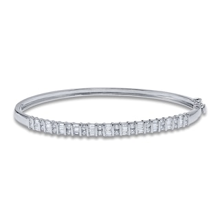 Womens Diamond Bangle Bracelet 18K White Gold 8.53 ct 6.75 inch