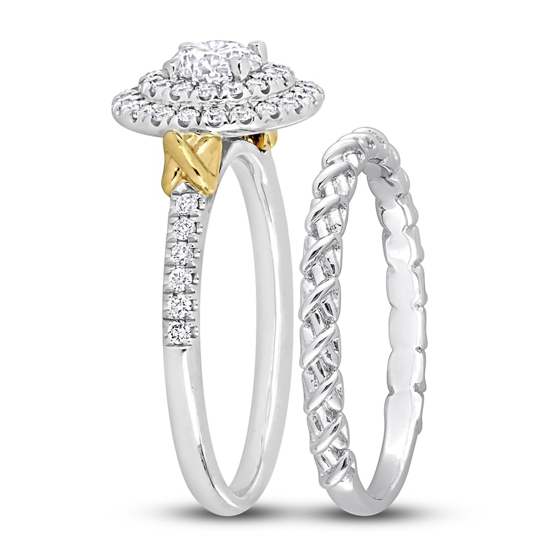 Y-Knot Diamond Bridal Set 7/8 ct tw Round 14K Two-Tone Gold