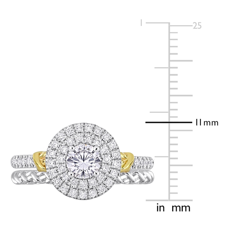 Y-Knot Diamond Bridal Set 7/8 ct tw Round 14K Two-Tone Gold