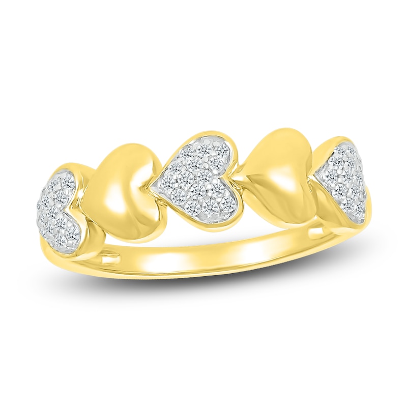 Main Image 1 of Diamond Heart Ring 1/6 ct tw Round 10K Yellow Gold