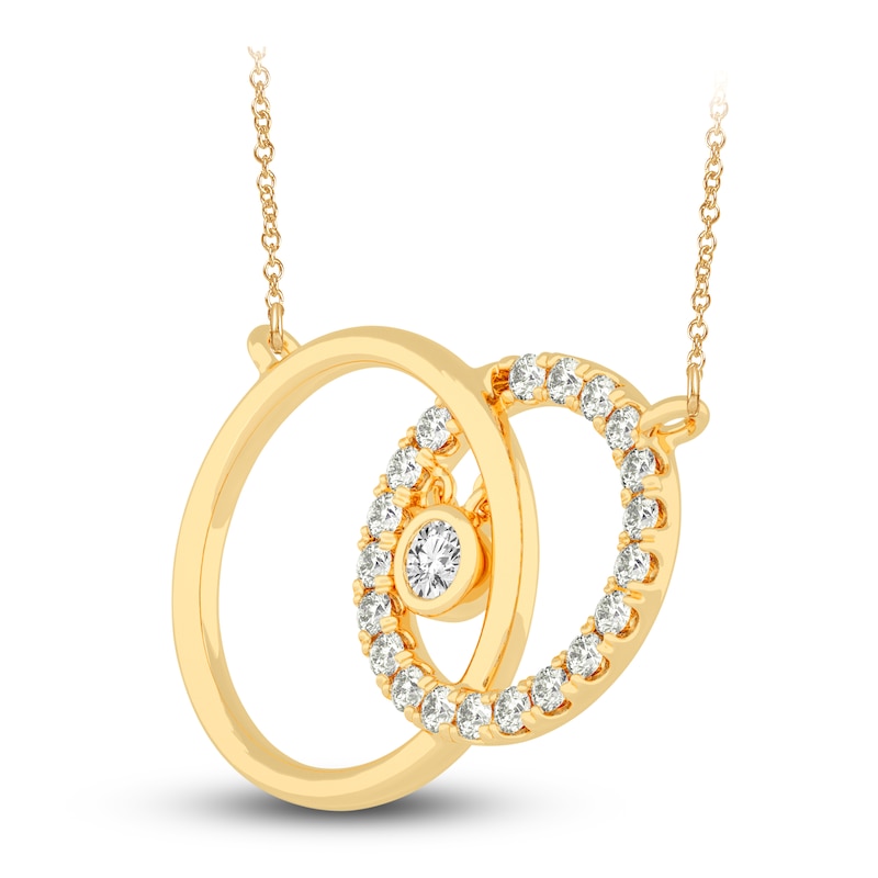 Main Image 2 of Diamond Pendant Necklace 1/2 ct tw Round 14K Yellow Gold 18&quot;