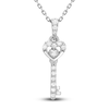 Thumbnail Image 1 of Diamond Key Pendant Necklace 1/8 ct tw Round 10K White Gold 18&quot;