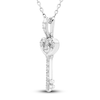 Thumbnail Image 2 of Diamond Key Pendant Necklace 1/8 ct tw Round 10K White Gold 18&quot;