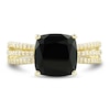 Thumbnail Image 3 of Natural Onyx Ring 1/5 ct tw Diamonds 10K Yellow Gold