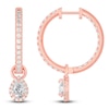 Thumbnail Image 0 of Diamond Dangle Hoop Earrings 2 ct tw Pear/Round 14K Rose Gold