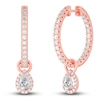 Thumbnail Image 1 of Diamond Dangle Hoop Earrings 2 ct tw Pear/Round 14K Rose Gold