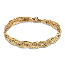 Italia D'Oro Diamond-Cut Omega Chain Bracelet 14K Yellow Gold 7.5&quot; 10.0mm