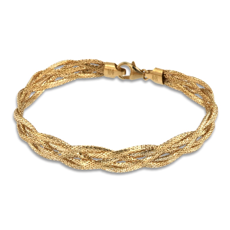 Main Image 1 of Italia D'Oro Diamond-Cut Omega Chain Bracelet 14K Yellow Gold 7.5&quot; 10.0mm